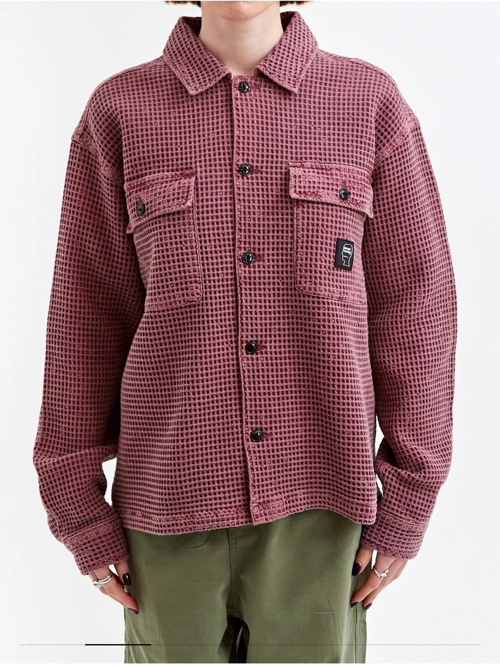 Brain Dead Waffle Button Front Shirt - Raspbery ($335) Unisex - Picture 4 of 16